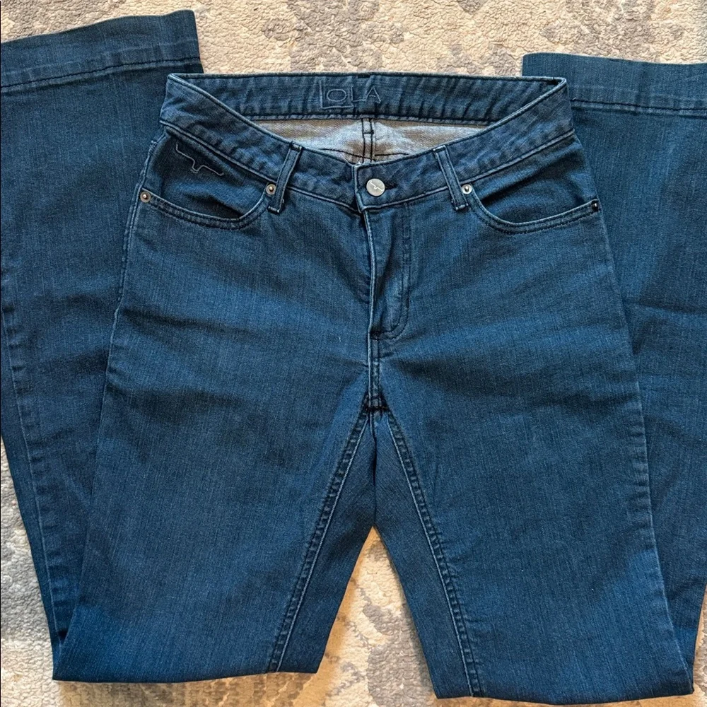 KIMES RANCH WOMEN'S LOLA DARK INDIGO WASH MID RISE FLARE LEG TROUSER JEANS - Picture 2 of 3